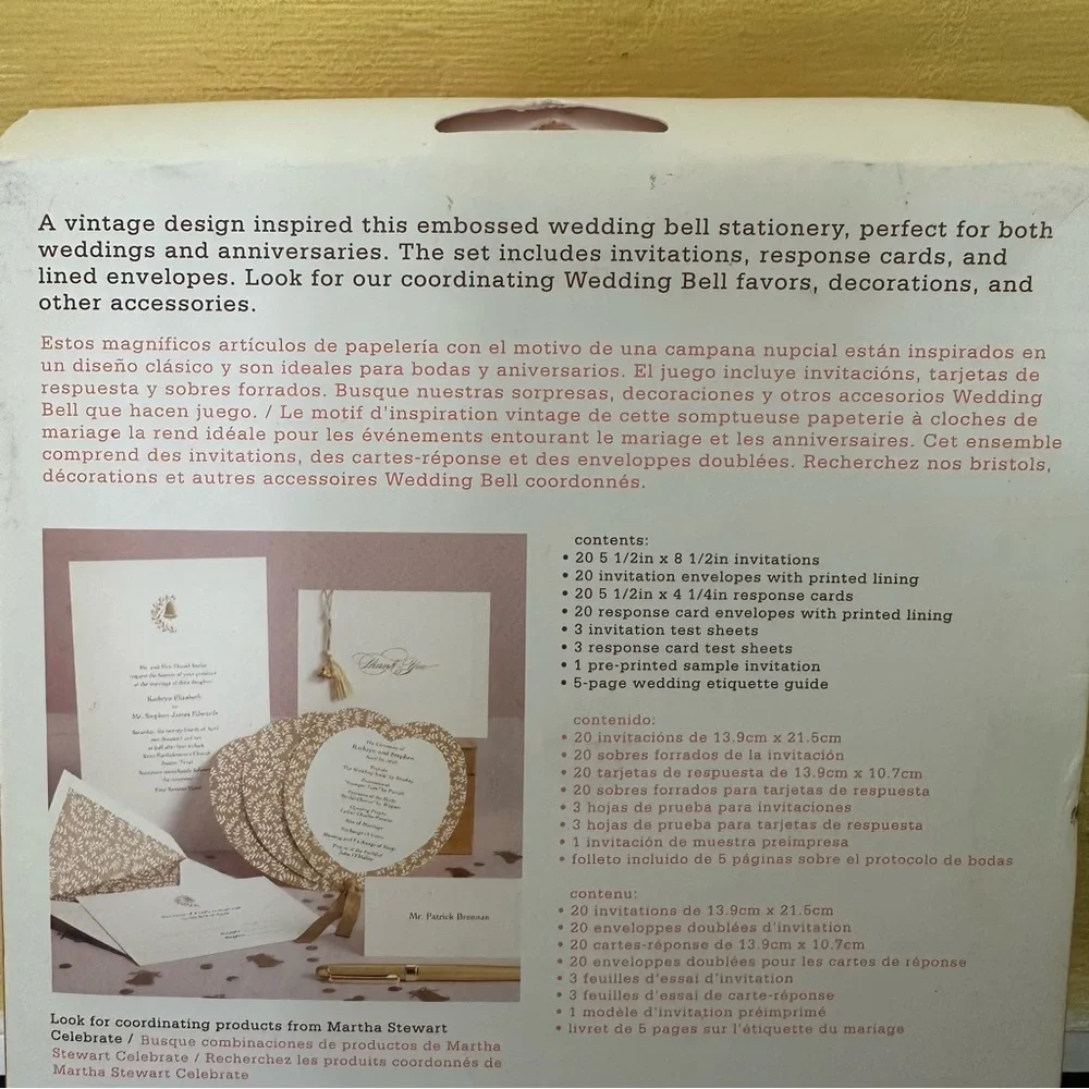 NEW Martha Stewart Wedding Bell Printable Cards Invitation Gold Ivory